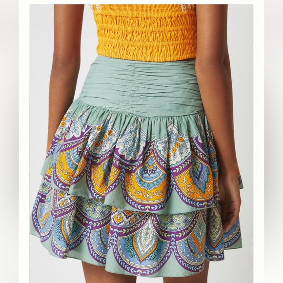 Anthropologie Let Me Be Tiered Bohemian Mini Skirt size Small - Picture 2 of 9